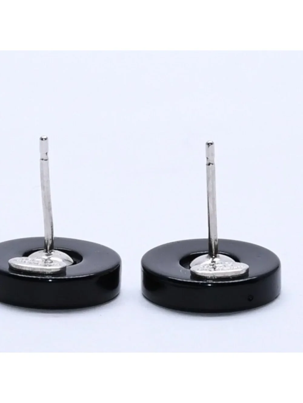 Chanel Earrings CC Logo Button Black 05